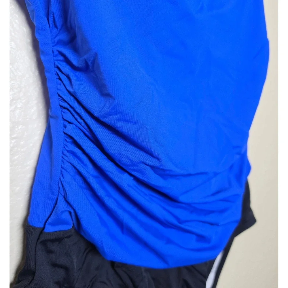 B2PRITY Women Royal Blue Black Ruched One Piece Swimsuit Padded, SM, NWT